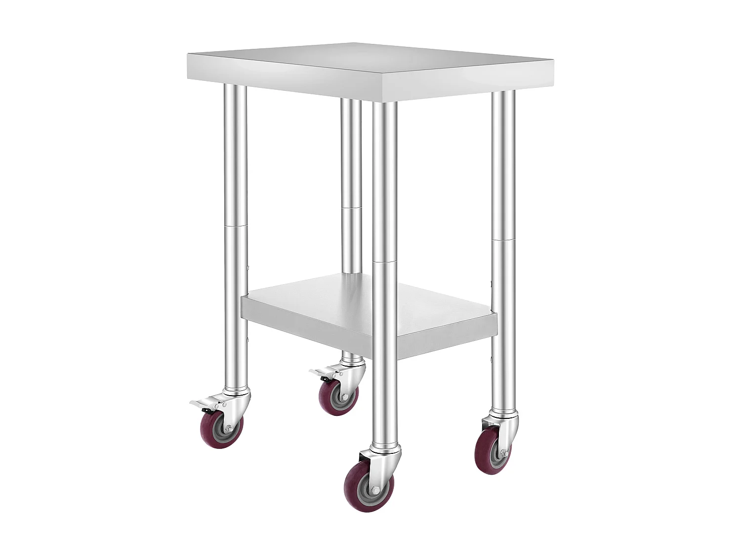 Table de Travail SucceBuy Table de Préparation Commerciale en Acier Inoxydable 61x45.7 cm avec 4 Roulettes