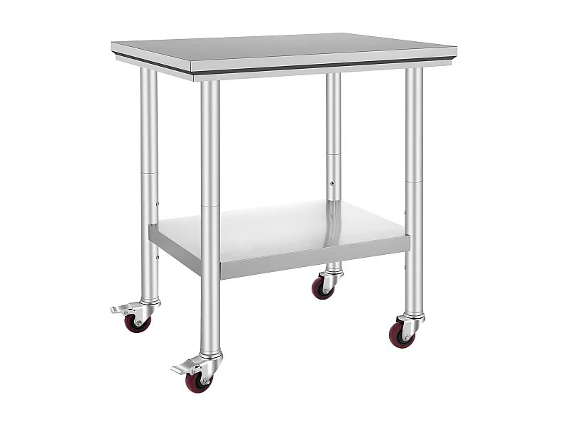 Mesa de Trabajo SucceBuy Mesa de Trabajo de Acero Inoxidable de 30 x 24 Pulgadas, Mesa de Preparación Comercial con 4 Ruedas