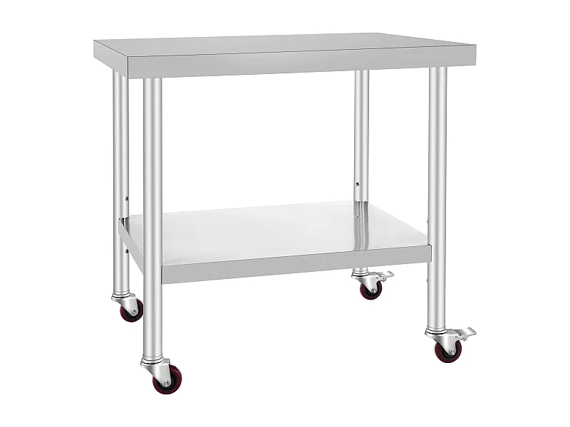 Mesa de Trabajo SucceBuy Mesa de Trabajo de Acero Inoxidable, Mesa de Preparación Comercial de 36 x 30 Pulgadas con 4 Ruedas