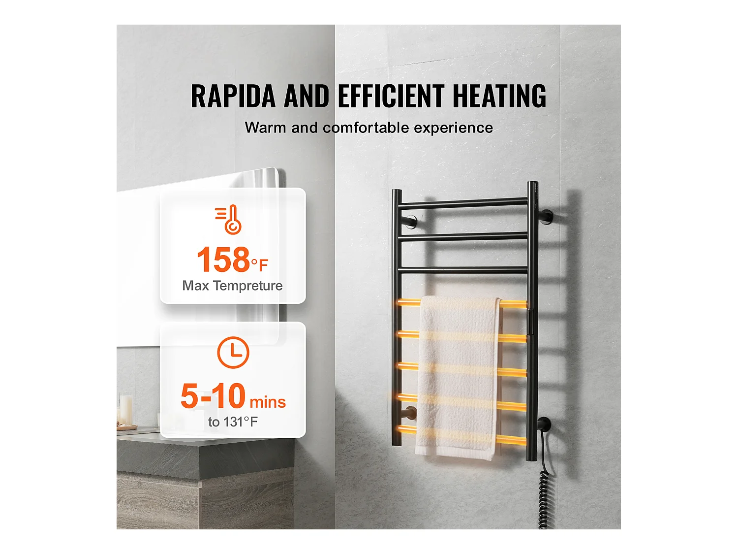 EMKE Sèche SucceBuy Porte-Serviettes Chauffant à 8 Barres
