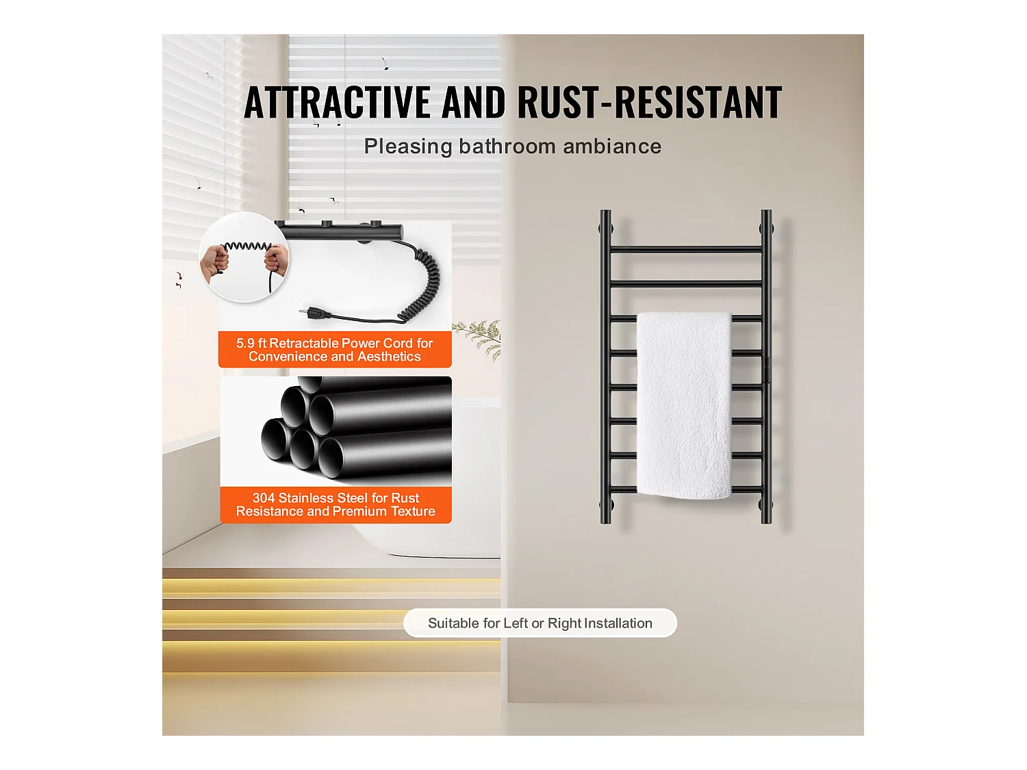 EMKE Sèche SucceBuy Porte-Serviettes Chauffant à 8 Barres