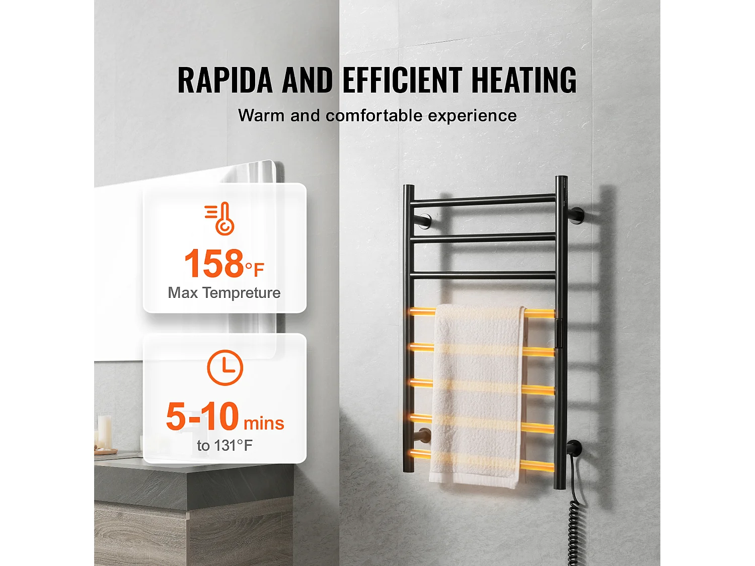 EMKE Sèche SucceBuy Porte-Serviettes Chauffant à 8 Barres