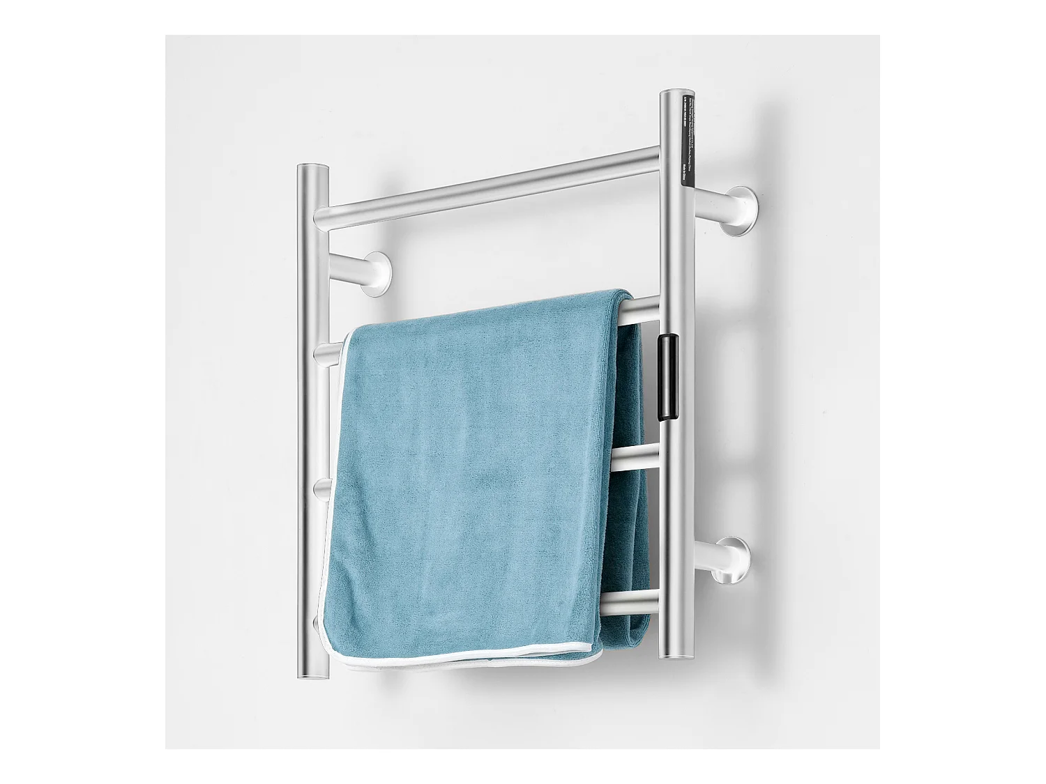 EMKE Sèche Serviettes Mural à 4 Barres, Porte-Serviettes Chauffant pour Salle de Bain, Argent