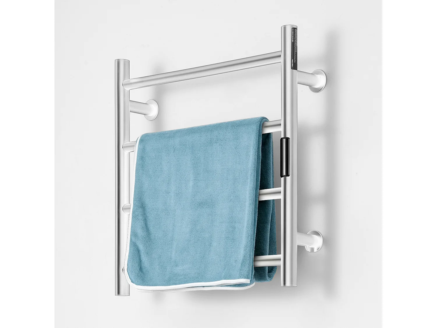 EMKE Sèche Serviettes Mural à 4 Barres, Porte-Serviettes Chauffant pour Salle de Bain, Argent