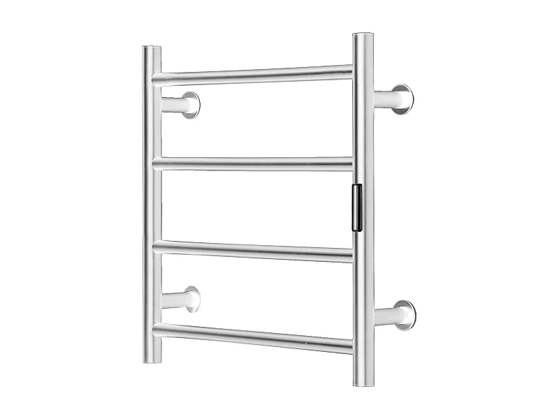 EMKE Sèche Serviettes Mural à 4 Barres, Porte-Serviettes Chauffant pour Salle de Bain, Argent