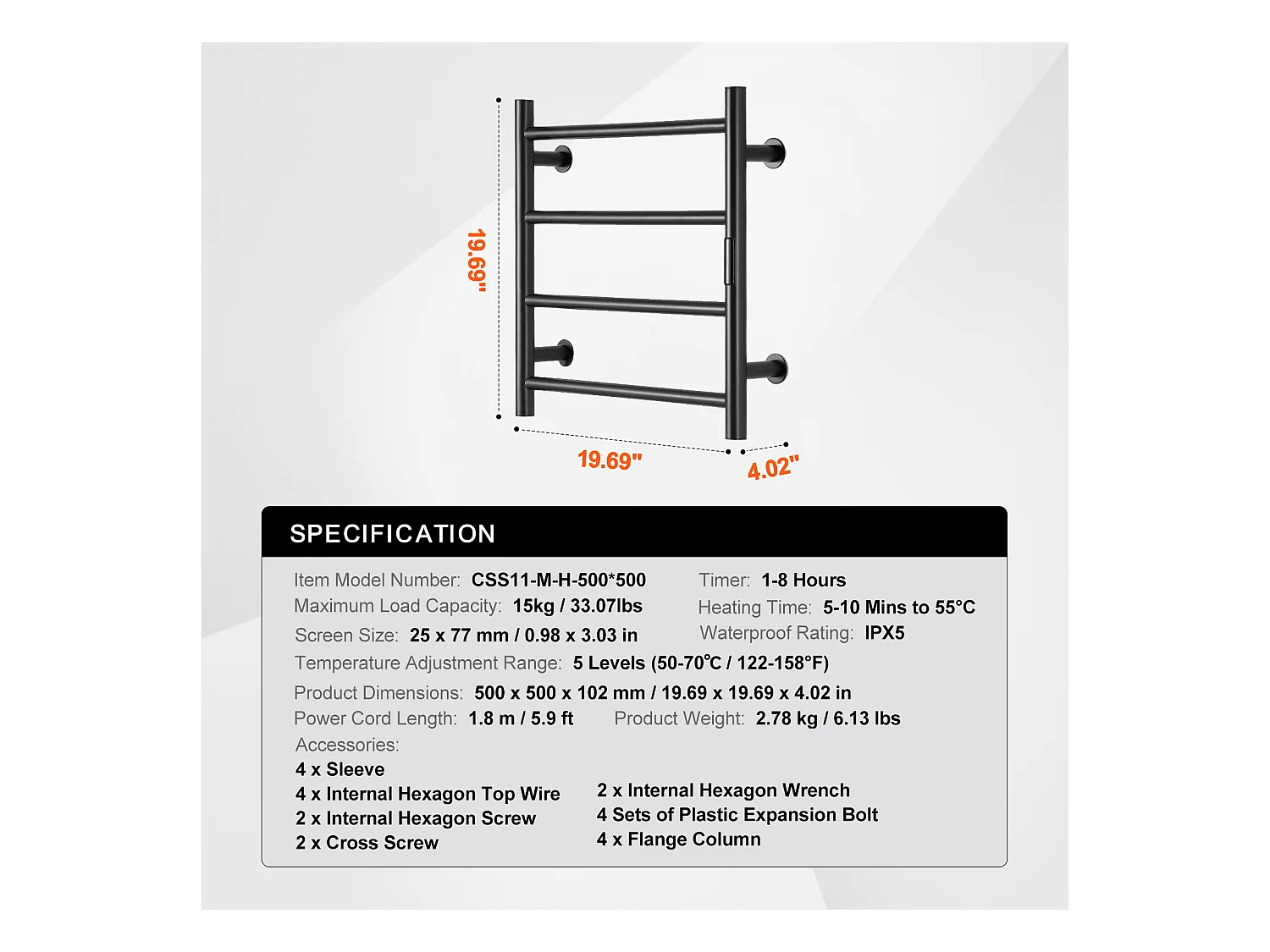 EMKE Sèche SucceBuy Chauffe-Serviettes à 4 Barres