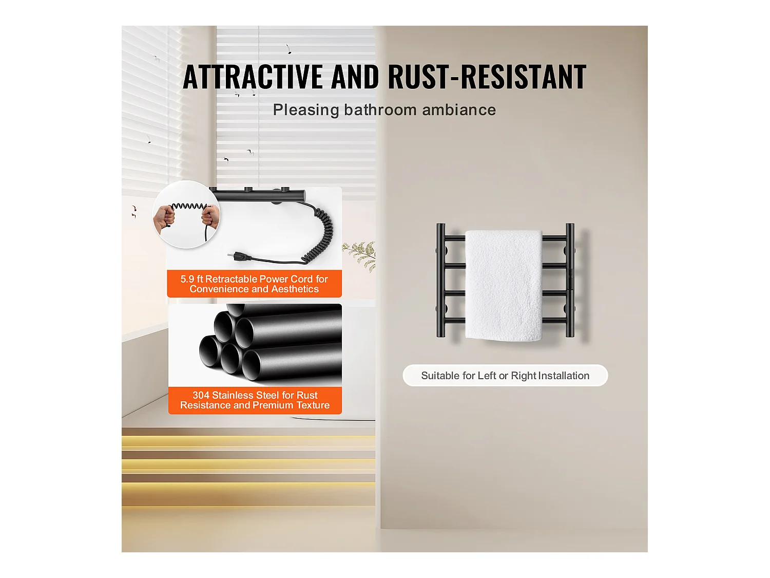 Verwarmd Handdoekenrek SucceBuy 4-Stang Handdoekverwarmer