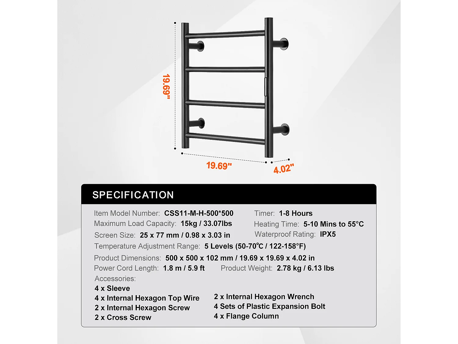 Handtuchwärmer SucceBuy Handtuchwärmer mit 4 Stäben