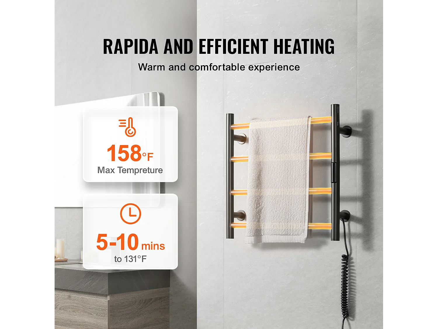 Handtuchwärmer SucceBuy Handtuchwärmer mit 4 Stäben