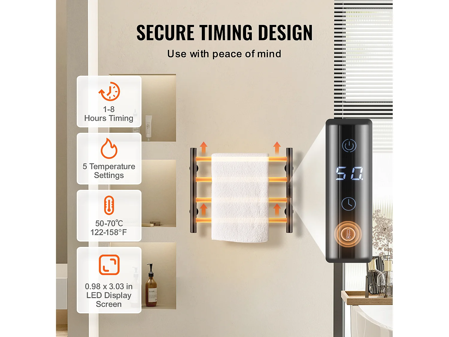 Handtuchwärmer SucceBuy Handtuchwärmer mit 4 Stäben