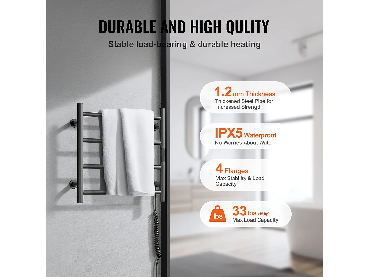 Handtuchwärmer SucceBuy Handtuchwärmer mit 4 Stäben