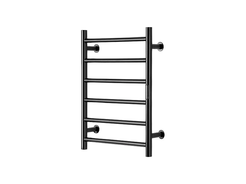 EMKE 6-ramienny wieszak na ręczniki ścienny, podgrzewany wieszak na ręczniki do łazienki, czarny