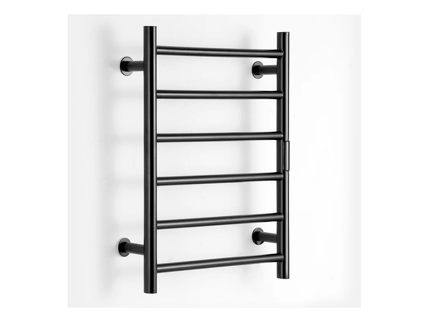 EMKE Porte-Serviettes Mural à 6 Barres, Sèche-Serviettes Chauffant pour Salle de Bain, Noir