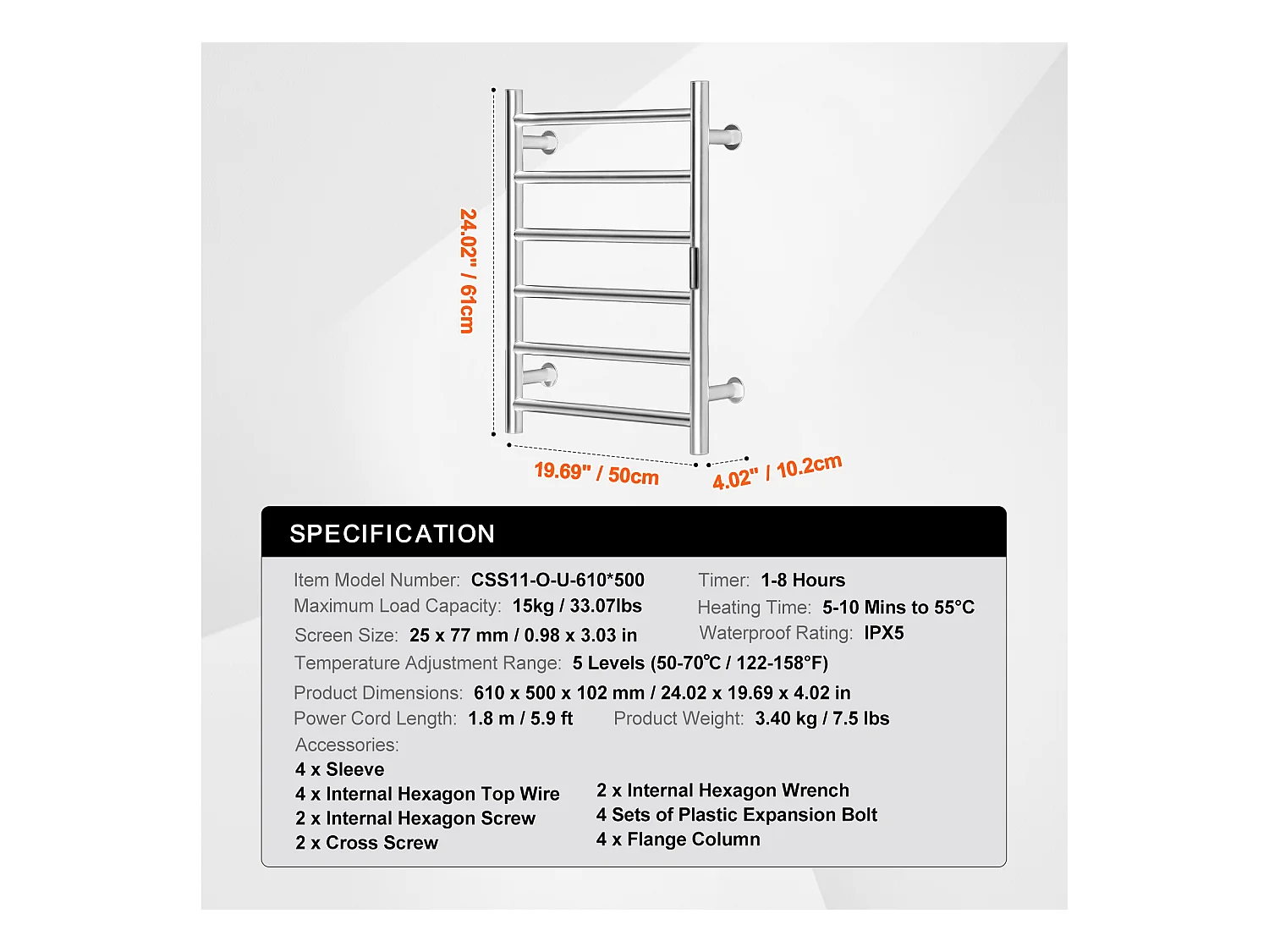 EMKE Sèche SucceBuy Chauffe-Serviettes à 6 Barres