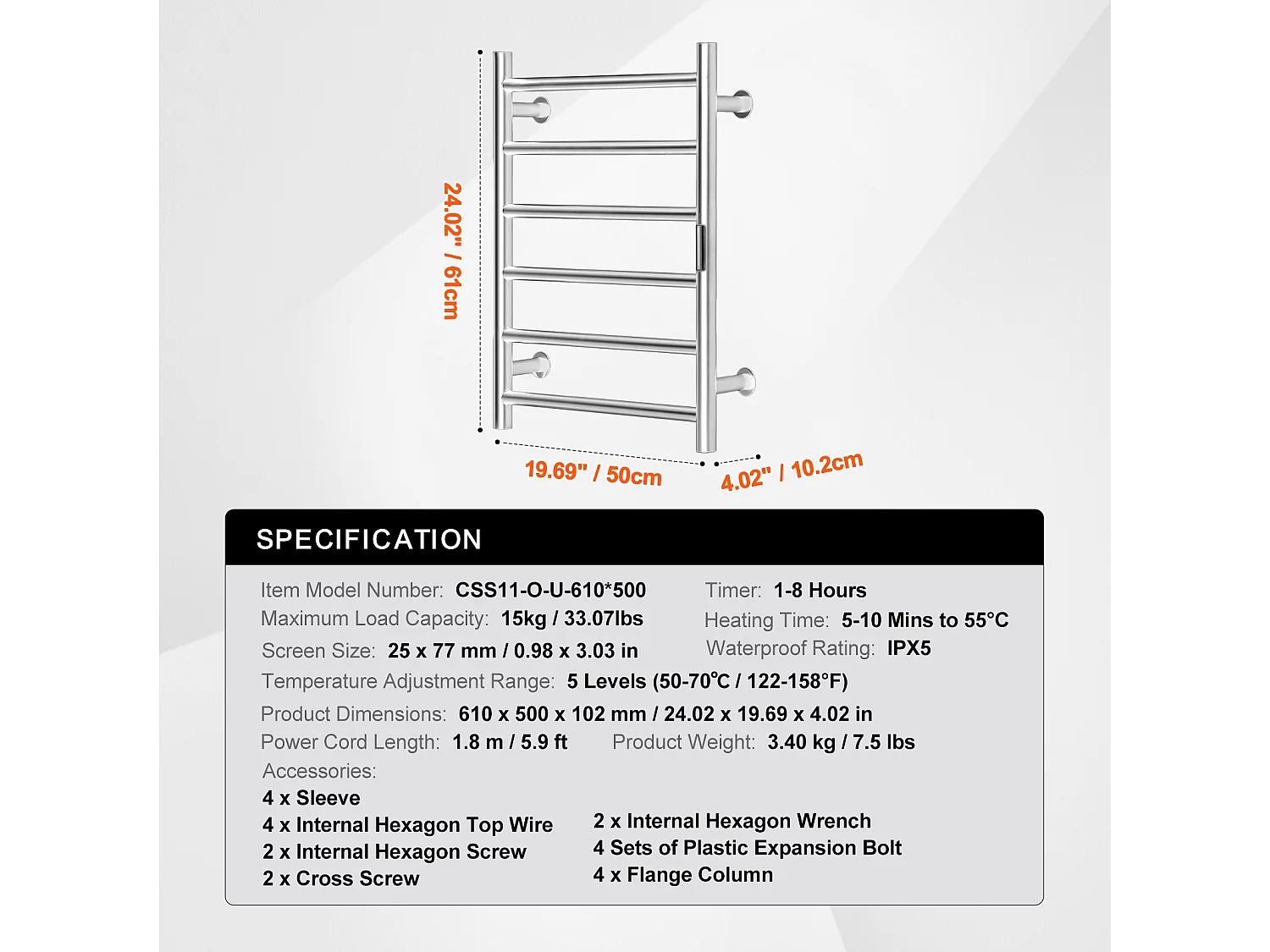 EMKE Sèche SucceBuy Chauffe-Serviettes à 6 Barres