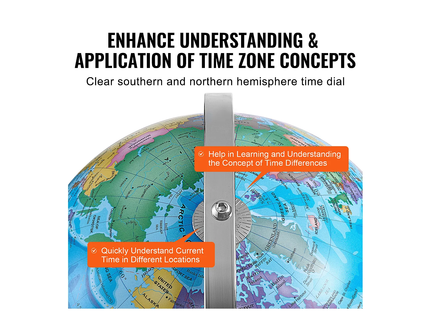 Globe Terrestre, SucceBuy  Globe Terrestre Rotatif avec Support 13 Pouces Globe Terrestre Éducatif pour L'étude et La Décoration