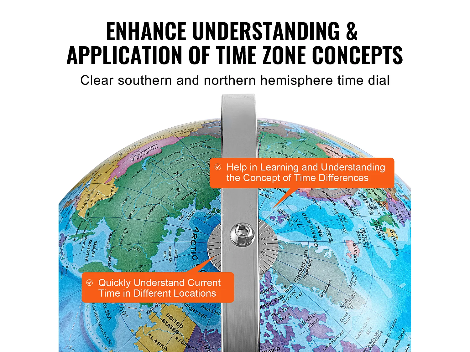 Globe Terrestre, SucceBuy  Globe Terrestre Rotatif avec Support 13 Pouces Globe Terrestre Éducatif pour L'étude et La Décoration