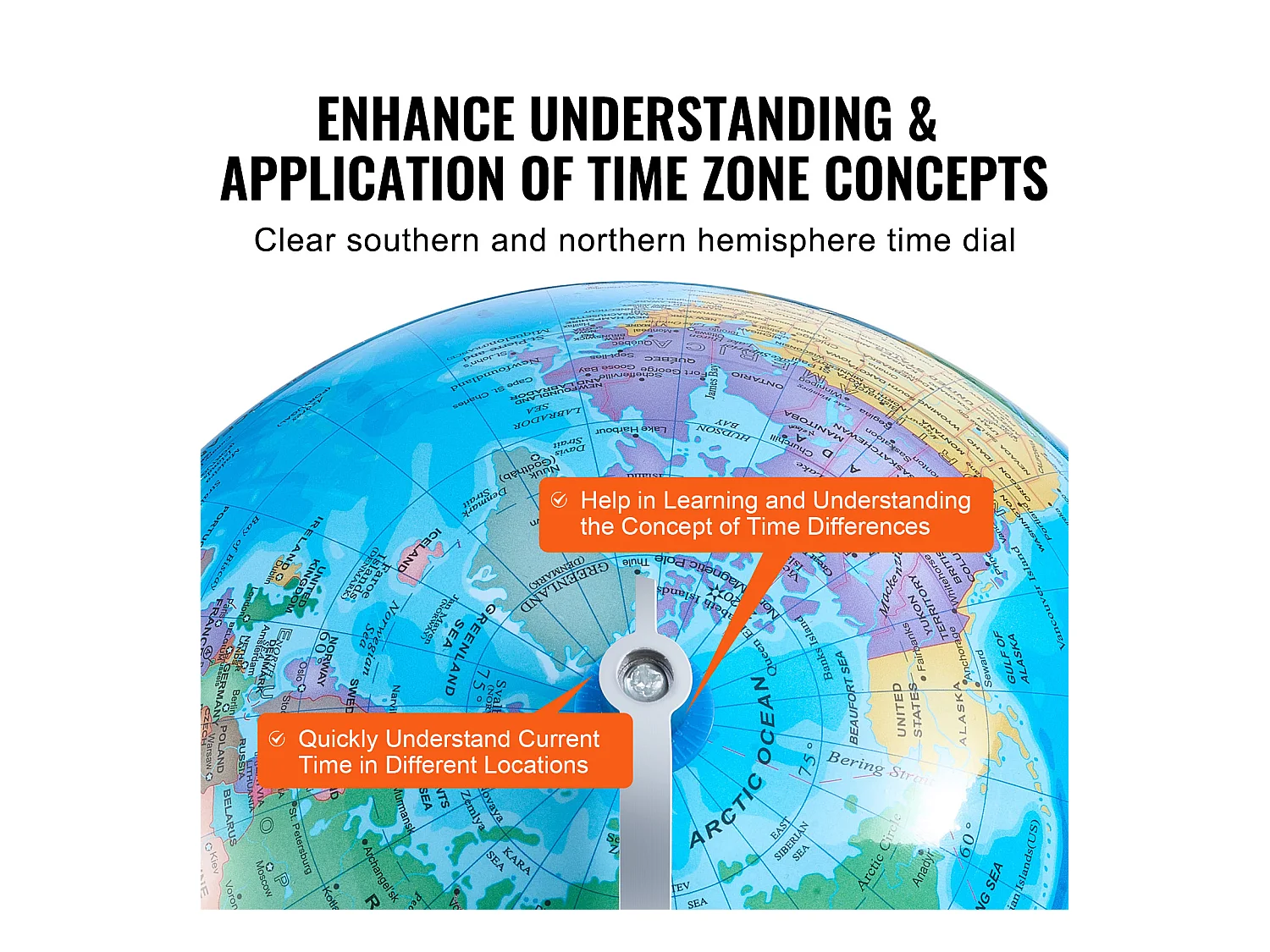 Globe Terrestre, SucceBuy Globe Terrestre Rotatif avec Support Globe Terrestre Éducatif de 8 Pouces pour L'Apprentissage et La Décoration