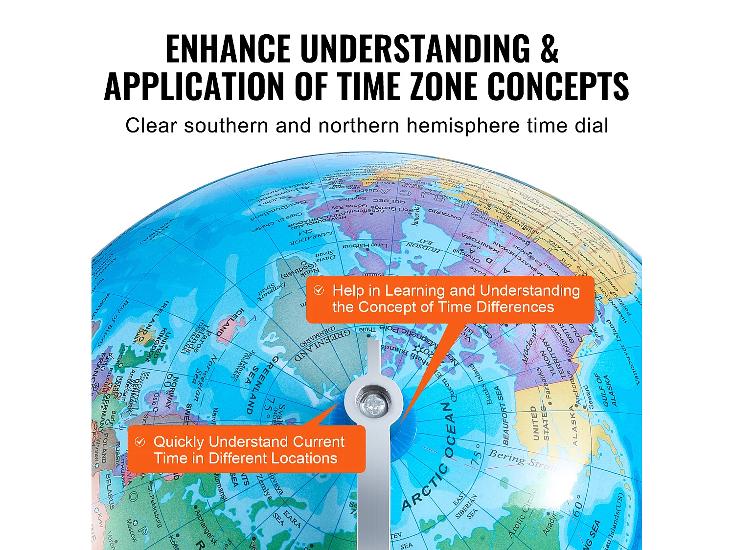 Globe Terrestre, SucceBuy Globe Terrestre Rotatif avec Support Globe Terrestre Éducatif de 8 Pouces pour L'Apprentissage et La Décoration
