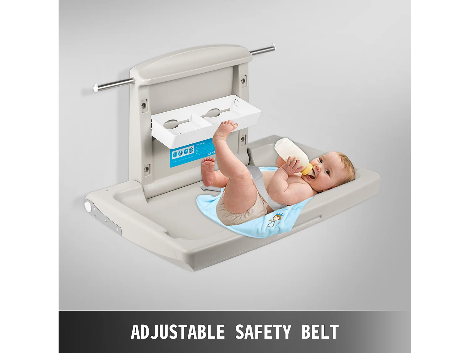 Wandmontierter, Klappbarer Wickeltisch, SucceBuy Commercial Grey Wandmontierter Wickeltisch