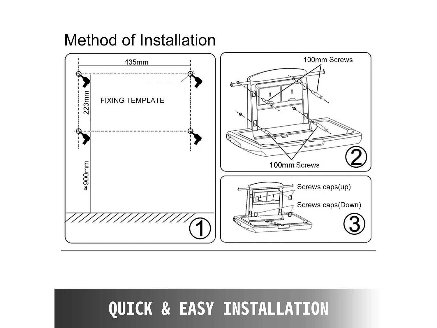 Wandmontierter, Klappbarer Wickeltisch, SucceBuy Commercial Grey Wandmontierter Wickeltisch