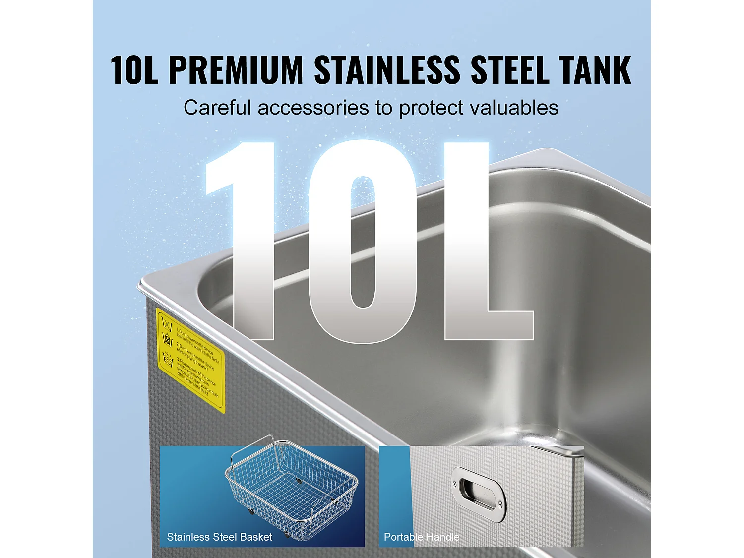 Nettoyeur à Ultrasons SucceBuy 10L avec Minuterie et Chauffage, Machine de Nettoyage Sonique Numérique