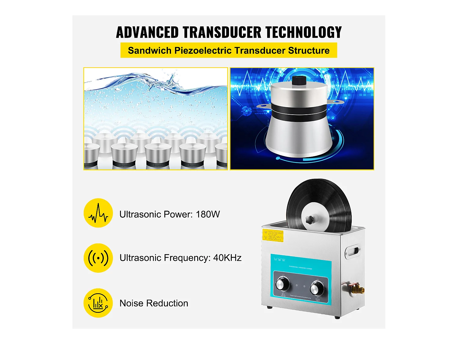 Nettoyeur à Ultrasons SucceBuy Nettoyeur à Ultrasons Numérique 6L Bouton de Commande