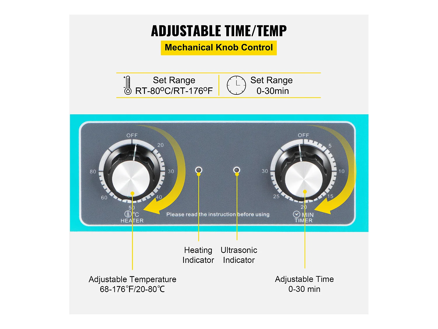 Nettoyeur à Ultrasons SucceBuy Nettoyeur à Ultrasons Numérique 6L Bouton de Commande