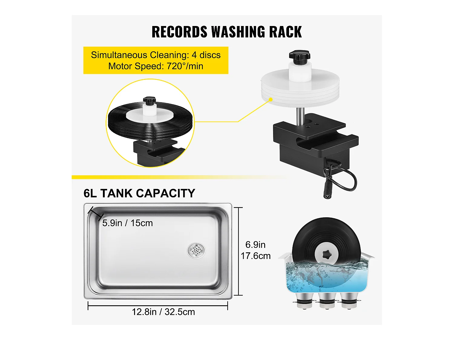 Nettoyeur à Ultrasons SucceBuy Nettoyeur à Ultrasons Numérique 6L Bouton de Commande
