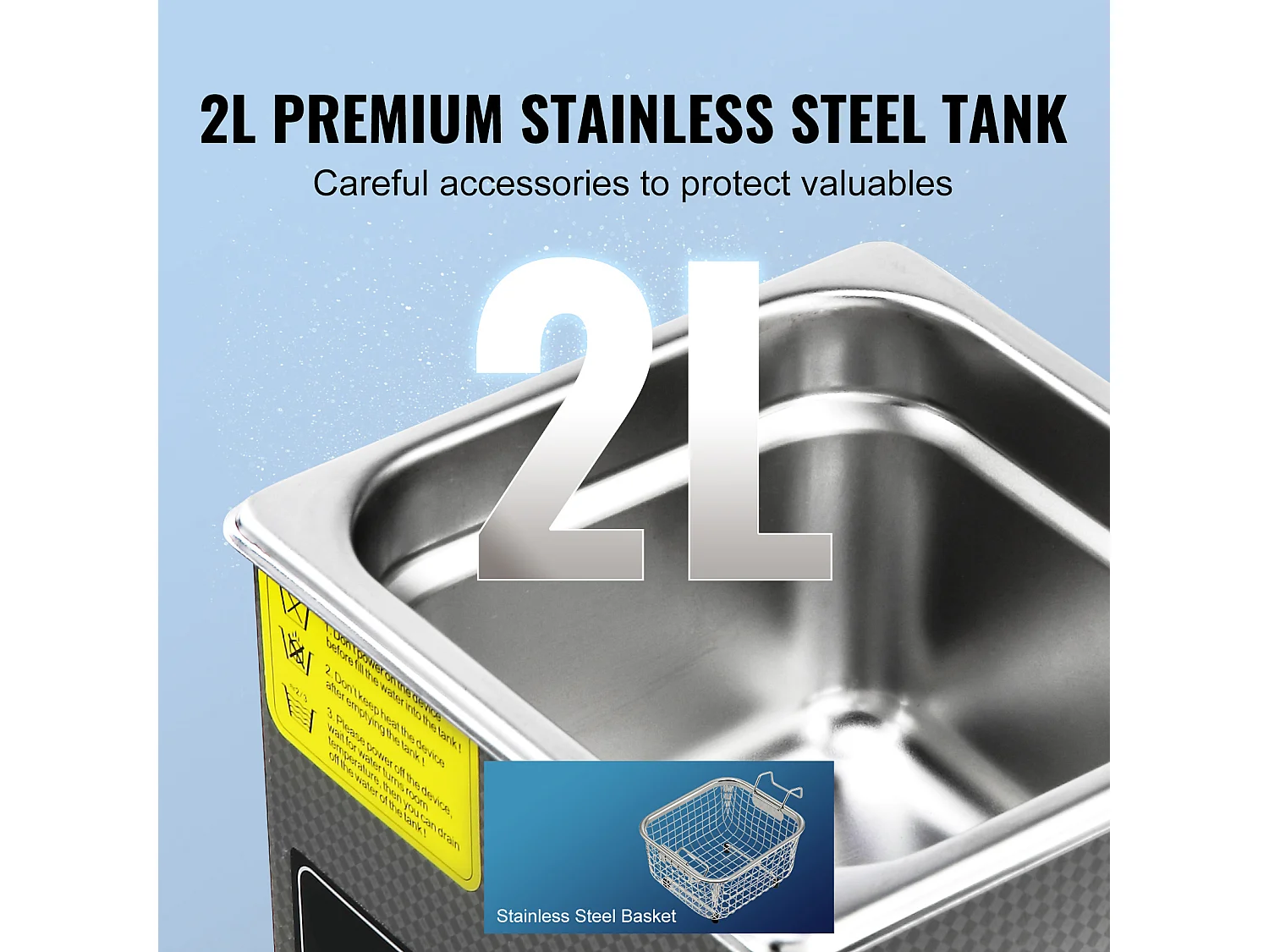 Nettoyeur à Ultrasons SucceBuy Nettoyeur à Ultrasons Numérique2L avec Minuterie et Chauffage, Machine de Nettoyage Sonique Numérique