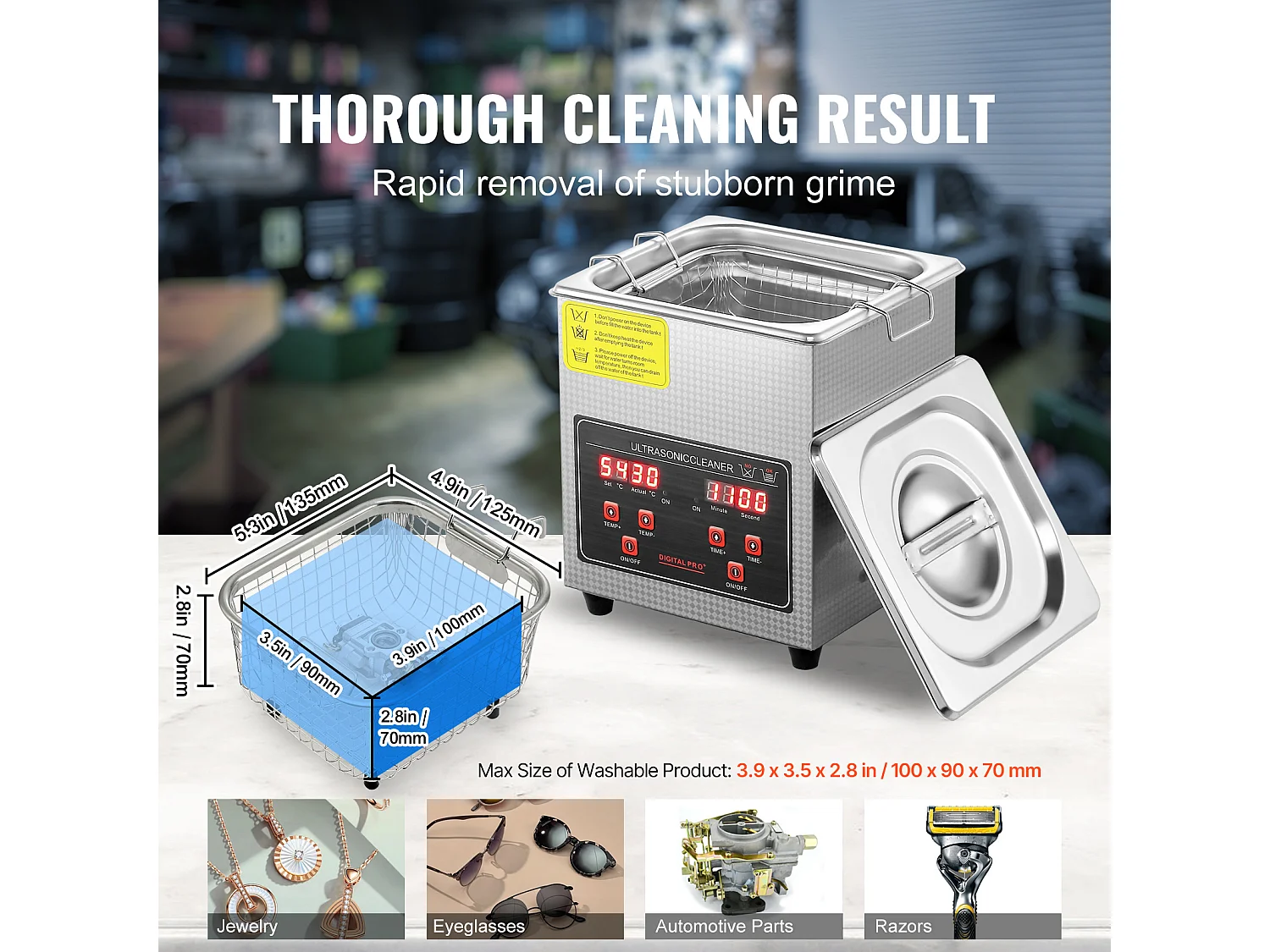 Nettoyeur à Ultrasons SucceBuy Nettoyeur à Ultrasons Numérique2L avec Minuterie et Chauffage, Machine de Nettoyage Sonique Numérique