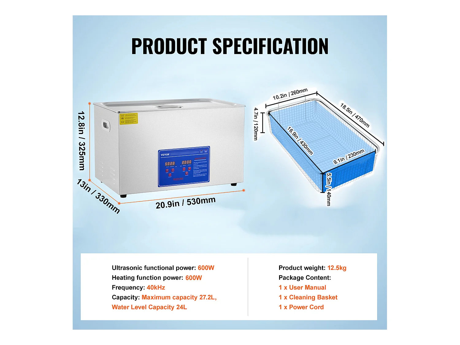 Ultraschallreiniger SucceBuy Ultraschallreiniger, 27,2 l, Professioneller Schallreinige, Digitaler Timer und Heizung