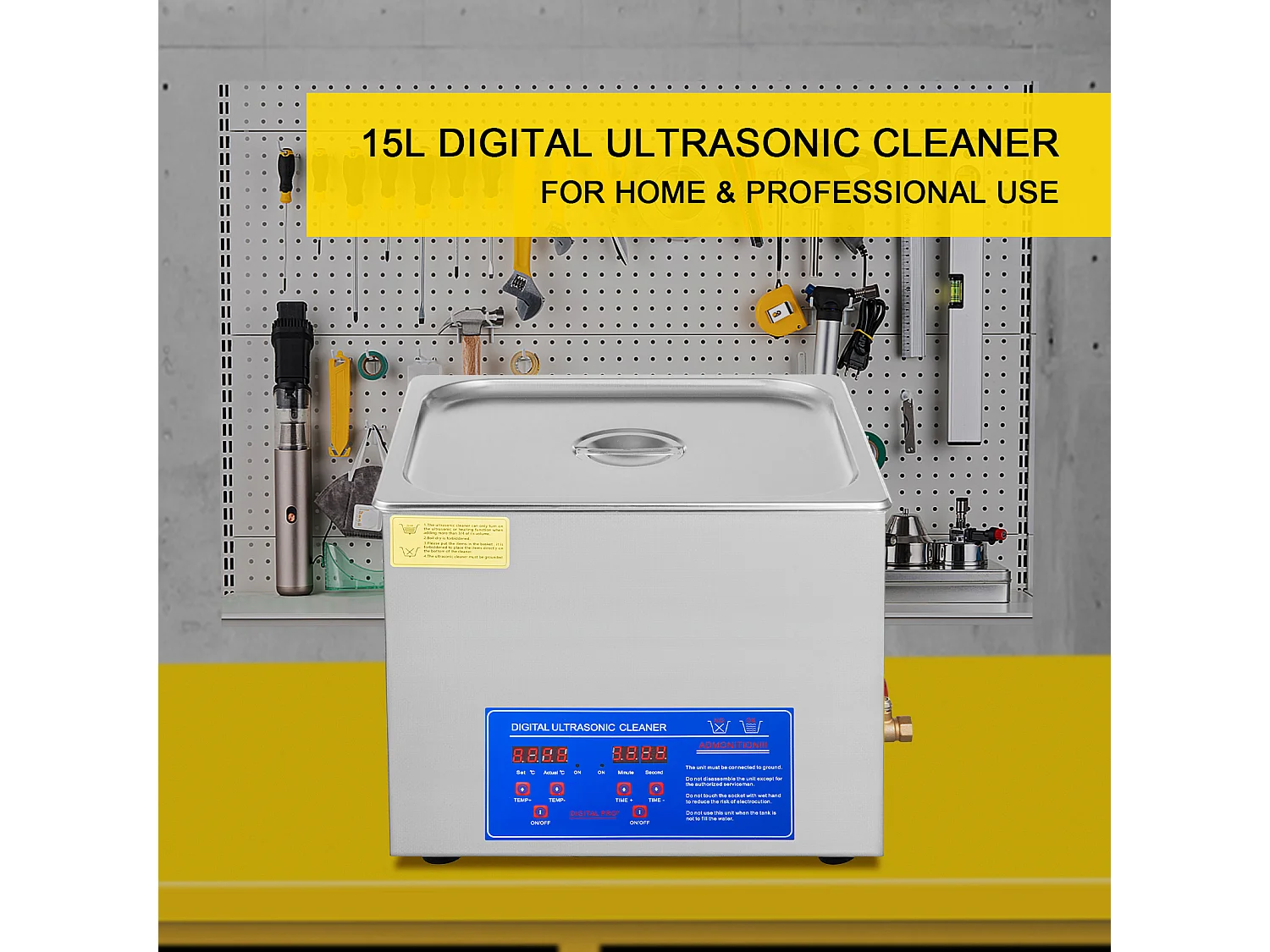Nettoyeur Ultrasonique SucceBuy Nettoyeur Ultrasonique Numérique 15L, 360W, Acier Inoxydable, Minuterie de Chauffage
