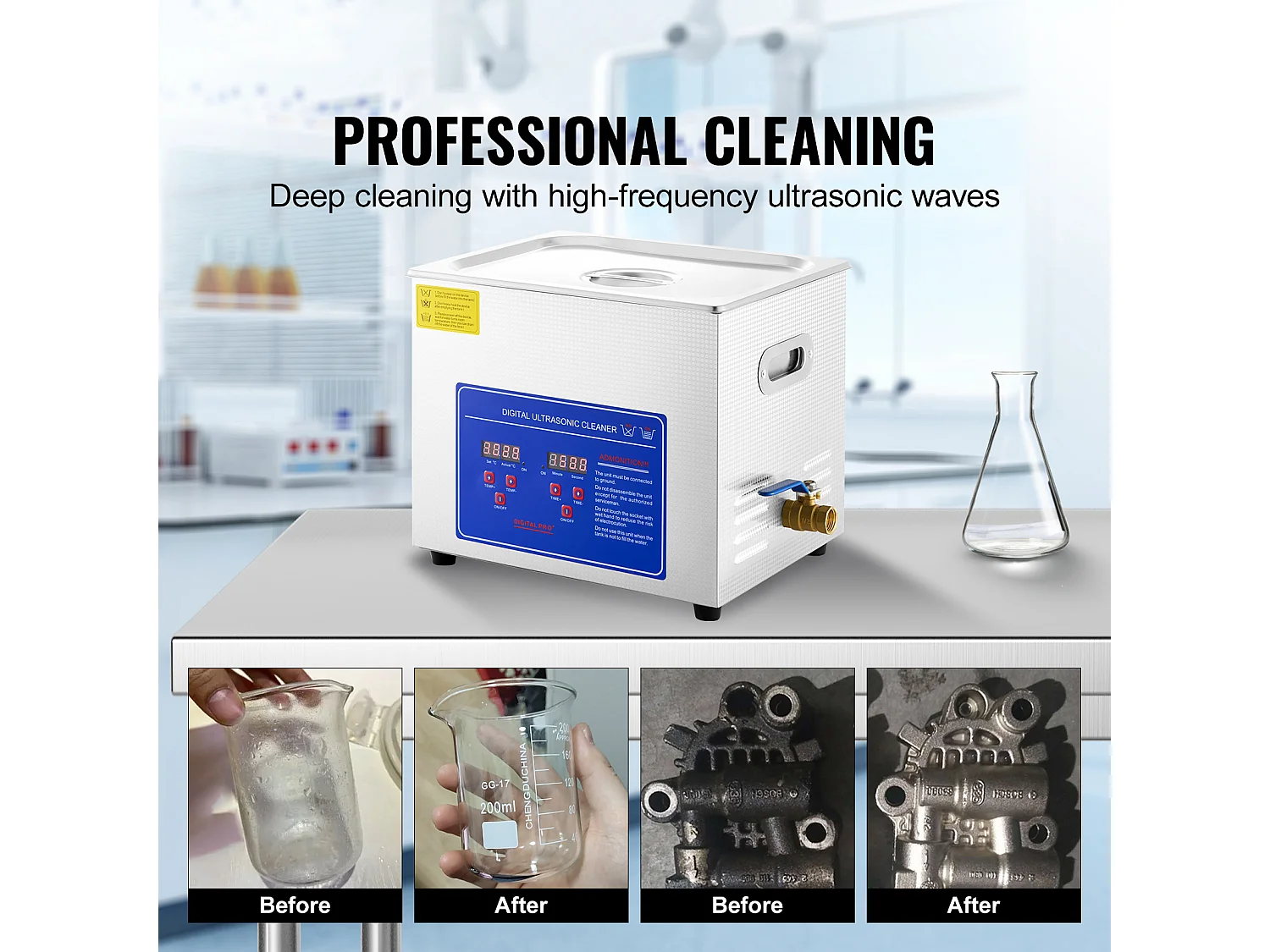 Ultraschallreiniger SucceBuy 9,5L Professional Ultraschall Sauberer, Digital Witz und Heizung, Edelstahl