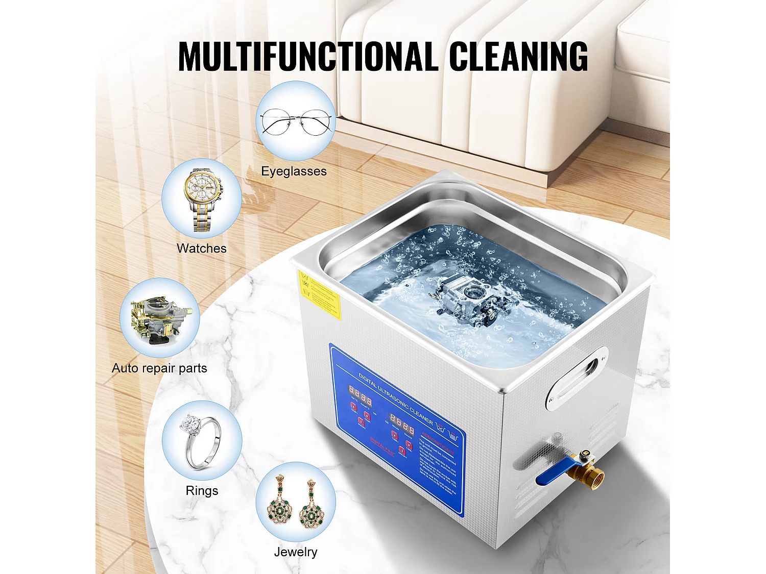 Ultraschallreiniger SucceBuy 9,5L Professional Ultraschall Sauberer, Digital Witz und Heizung, Edelstahl