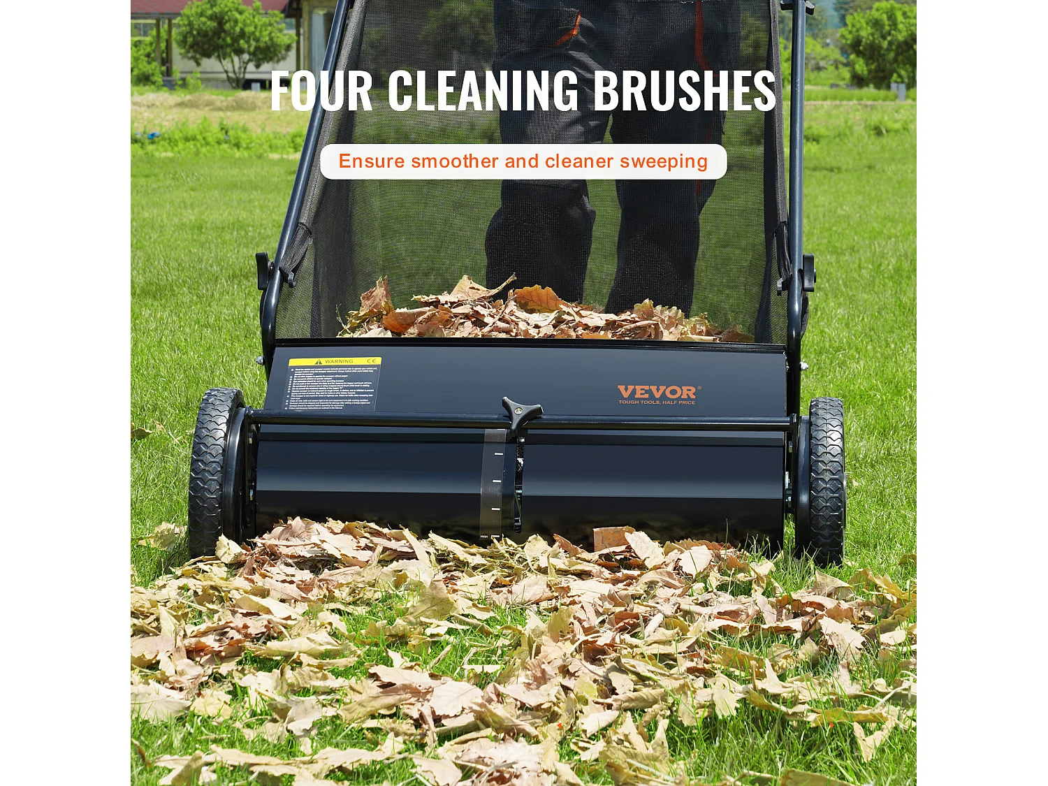 Balayeuse à Gazon SucceBuy de 26 Po, Ramasseur de Feuilles et D'herbe à Pousser, Capacité de 7 Pi3