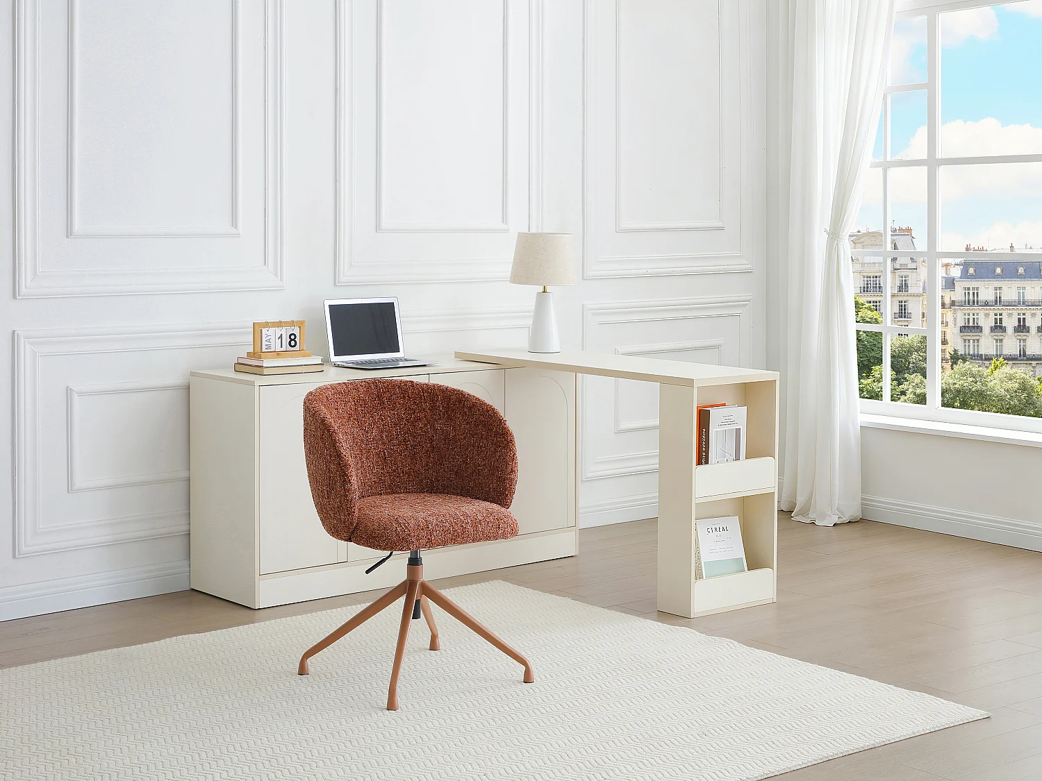 Sedia da ufficio - Tessuto strutturato - Terracotta - Altezza regolabile - DUMALI