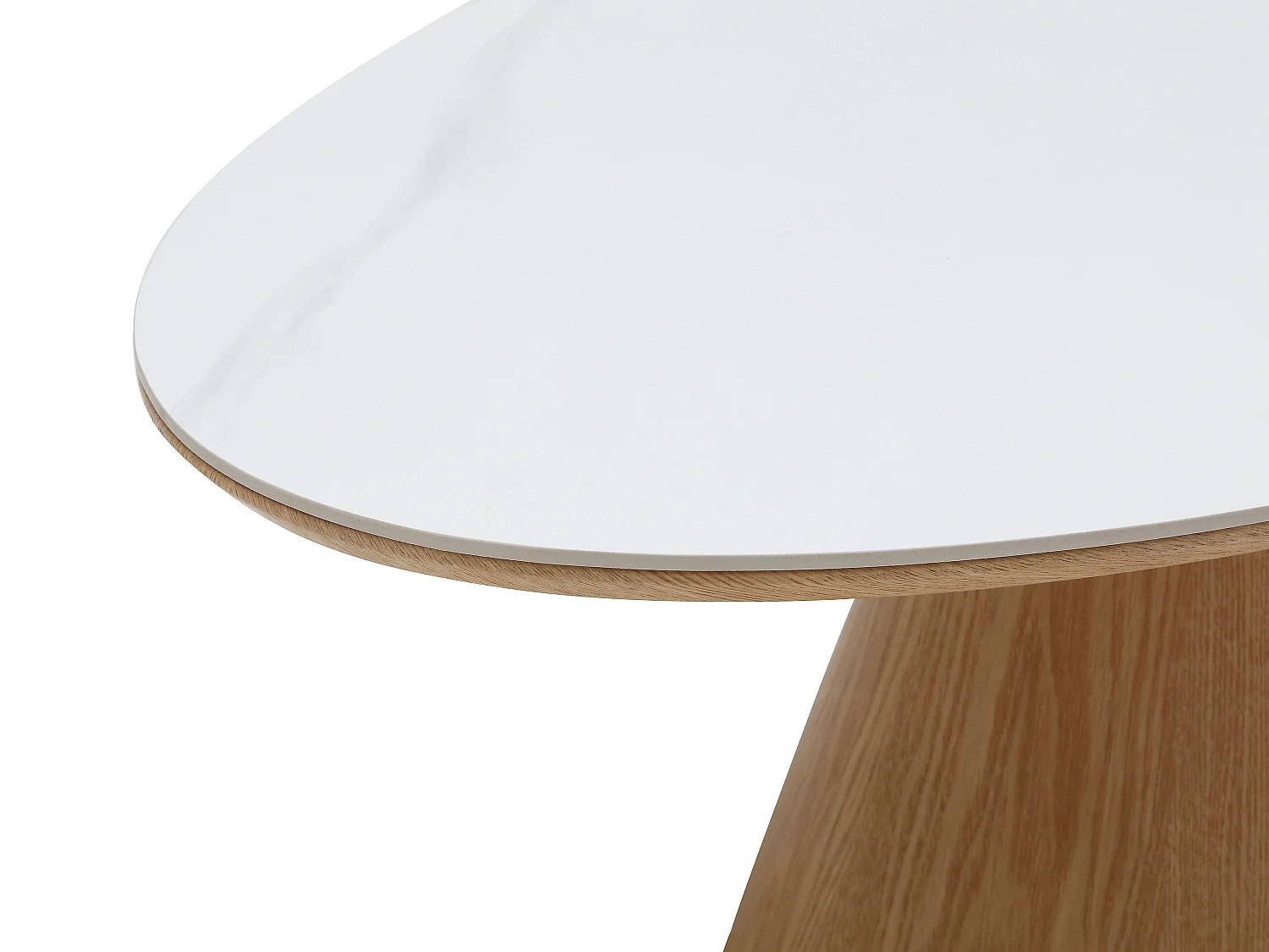 Table basse en céramique et placage chêne - Effet marbre blanc et naturel clair - ANTELADA