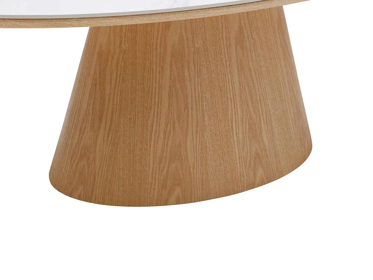 Tavolino in ceramica e quercia Effetto marmo bianco e naturale chiaro - ANTELADA