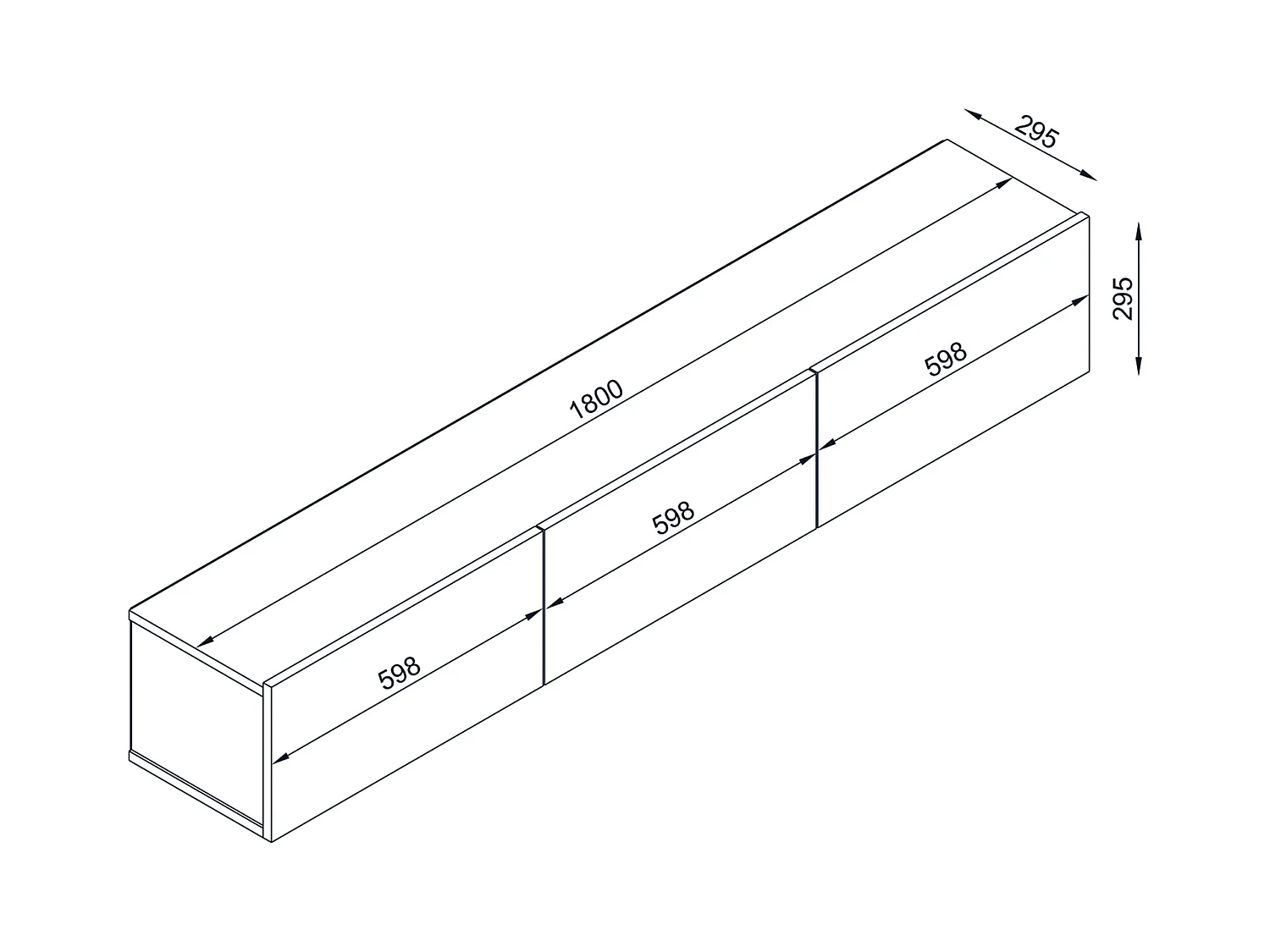 Ophængt TV-møbel med 3 låger - Hvid og lys natur - VIKILA