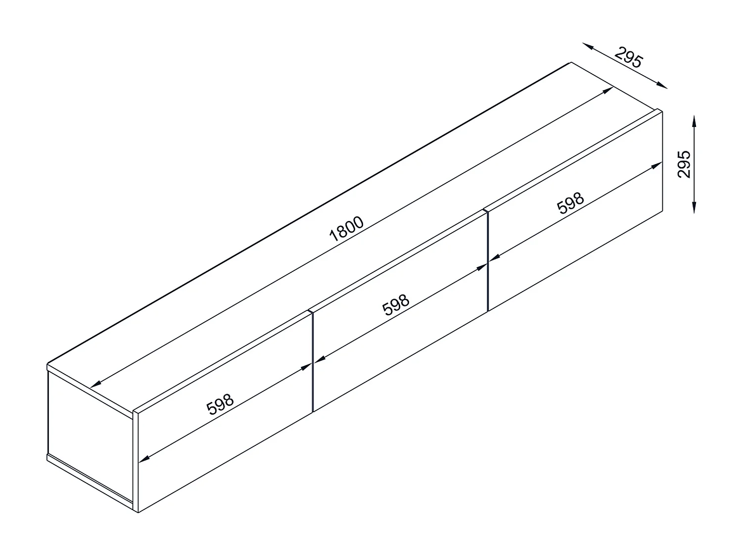 Upphängd TV-möbel med 3 dörrar - Vit och ljus naturlig - VIKILA