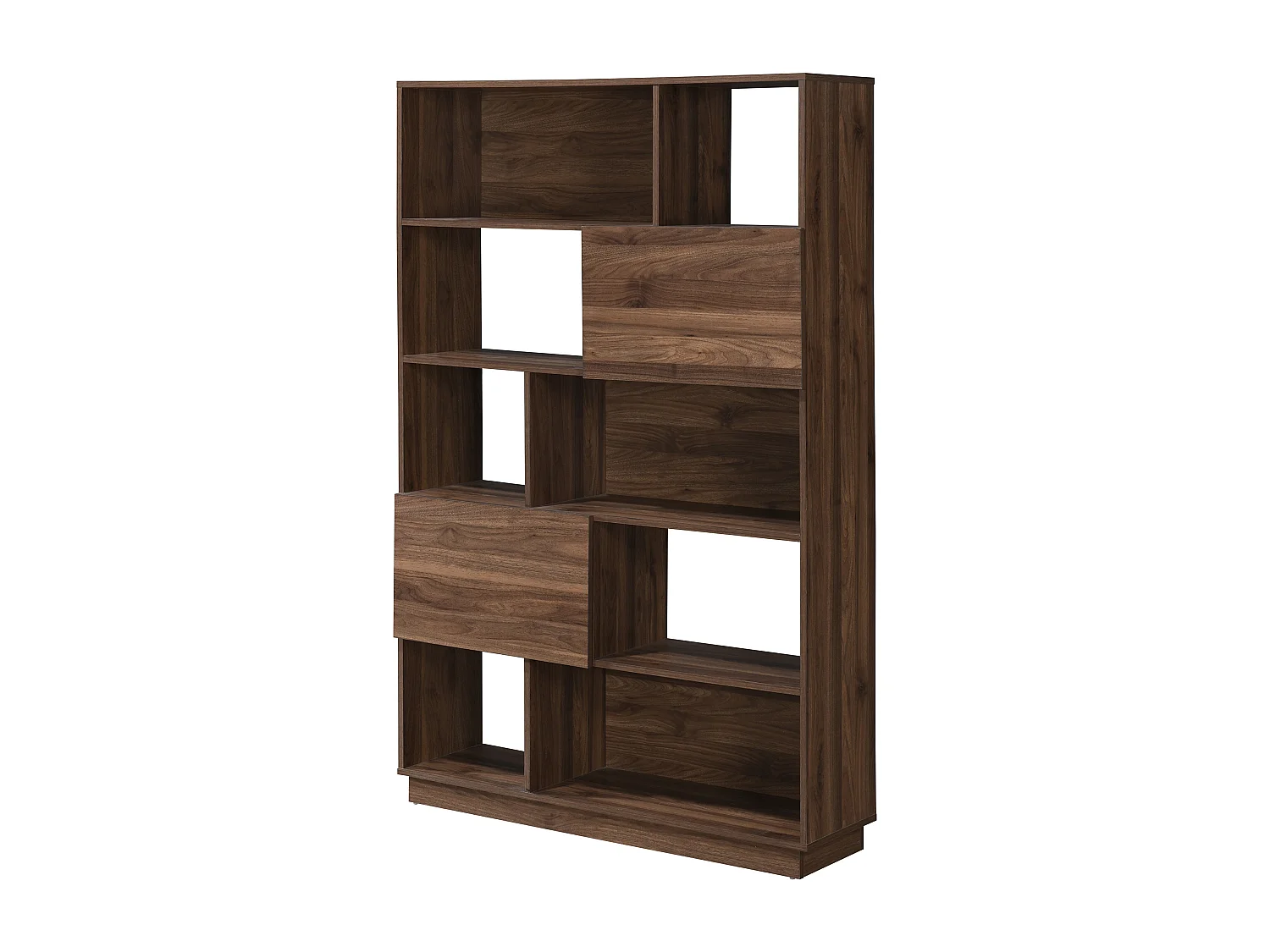 Bibliothèque avec 2 portes et 8 niches - Naturel foncé - CEVANIA