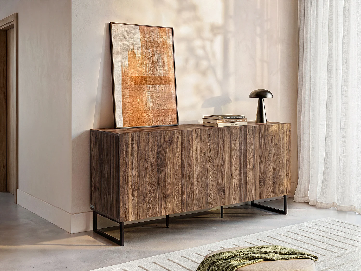 Sideboard with 3 Doors - Dark Natural - CEVANIA