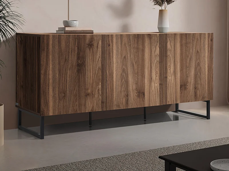 Buffet avec 3 portes - Naturel foncé - CEVANIA