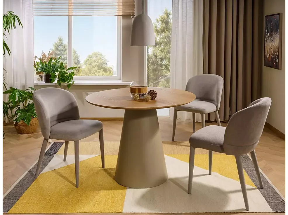 Table à manger Angel/matériau bois/ronde/Gris&Marron