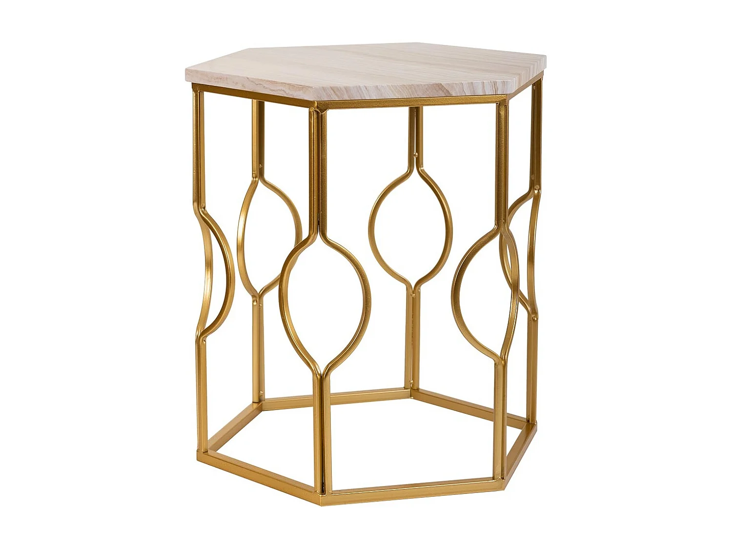 Set mit 2 goldenen Metalltischen