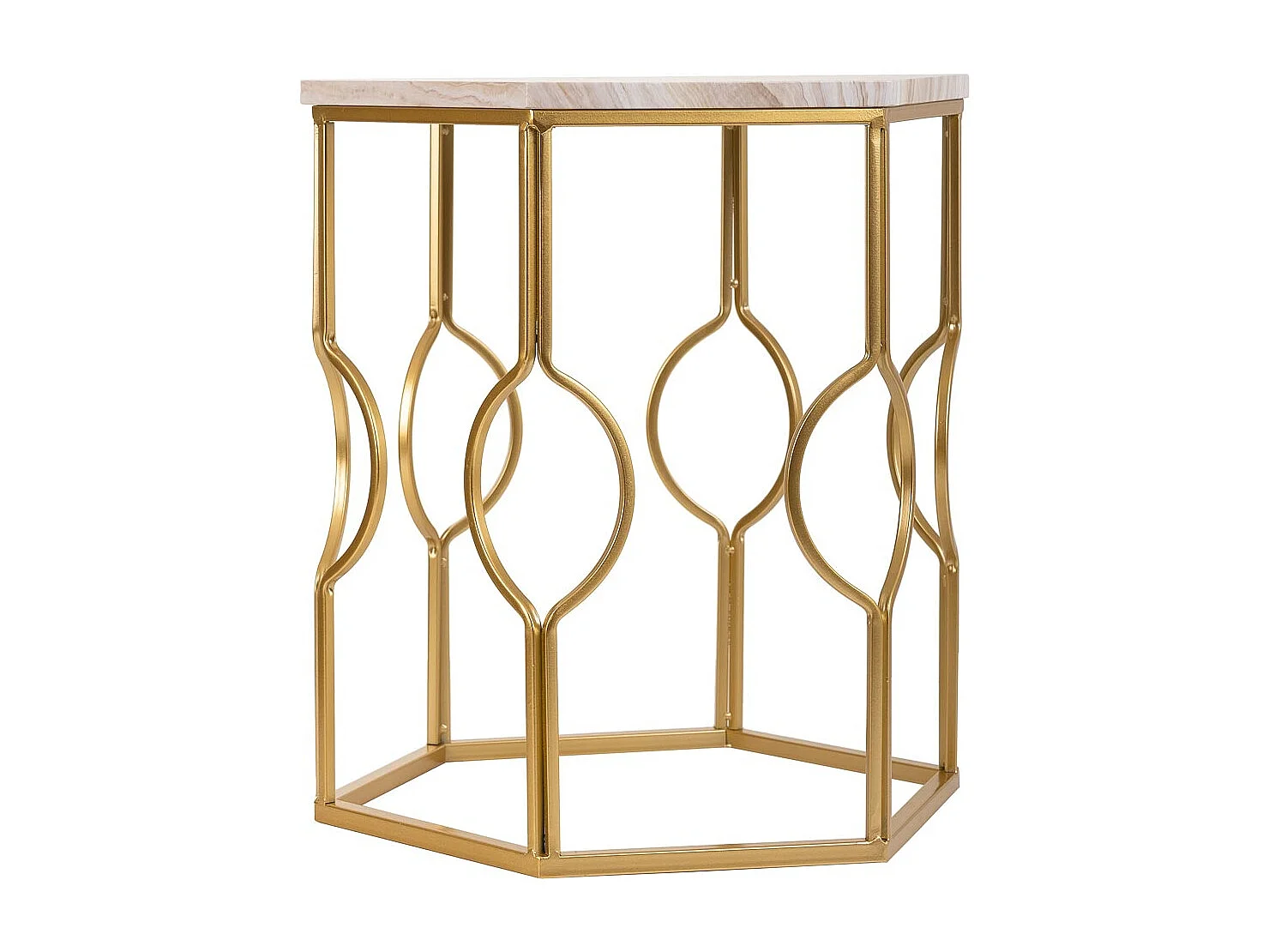 Set mit 2 goldenen Metalltischen