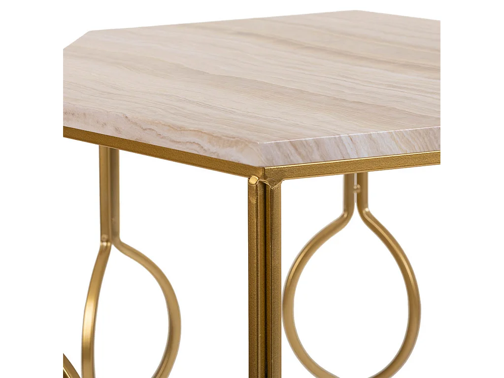 Conjunto de 2 mesas em metal dourado