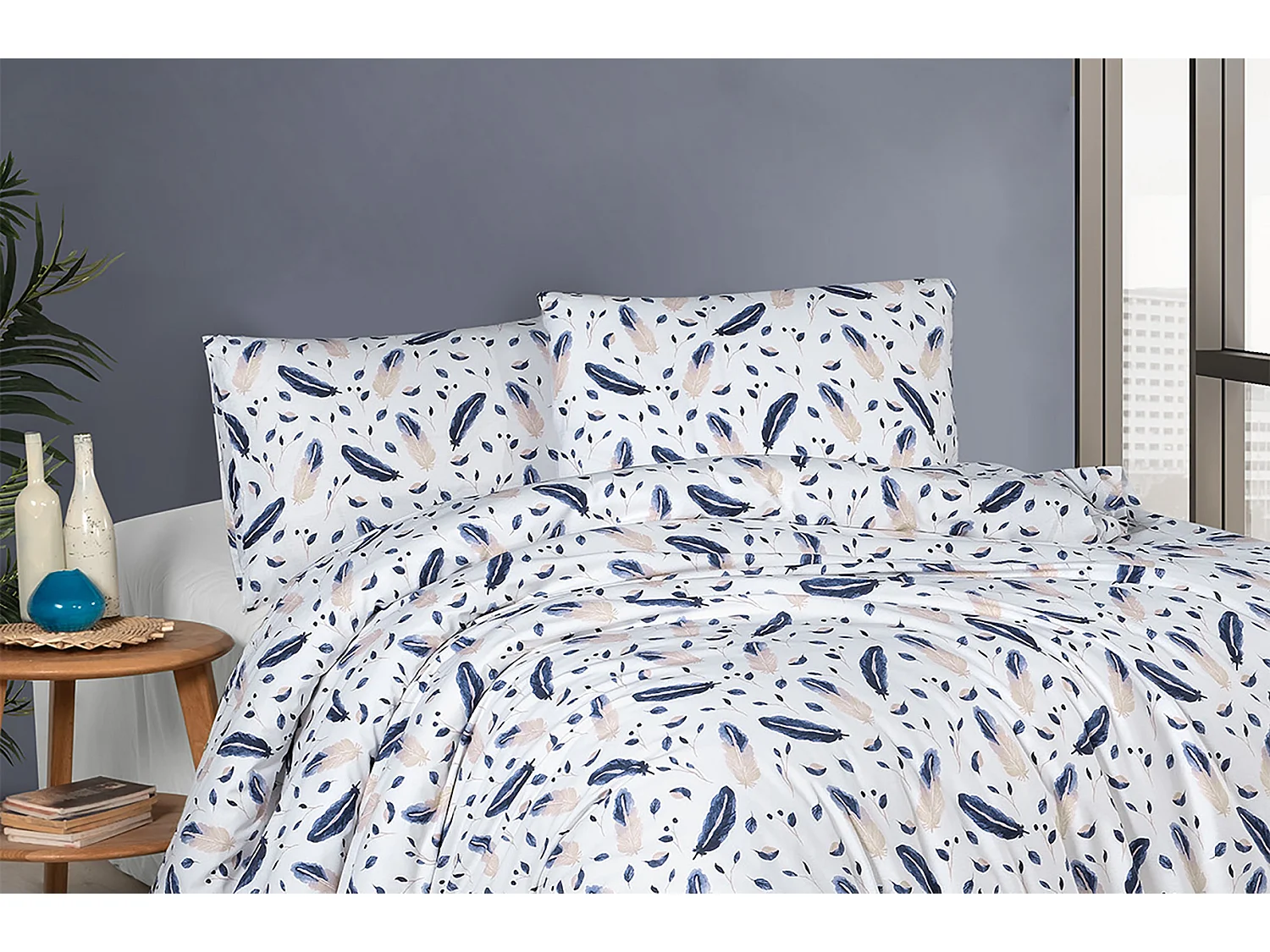 Parure de lit 1 personne 140x200 cm coton imprimé