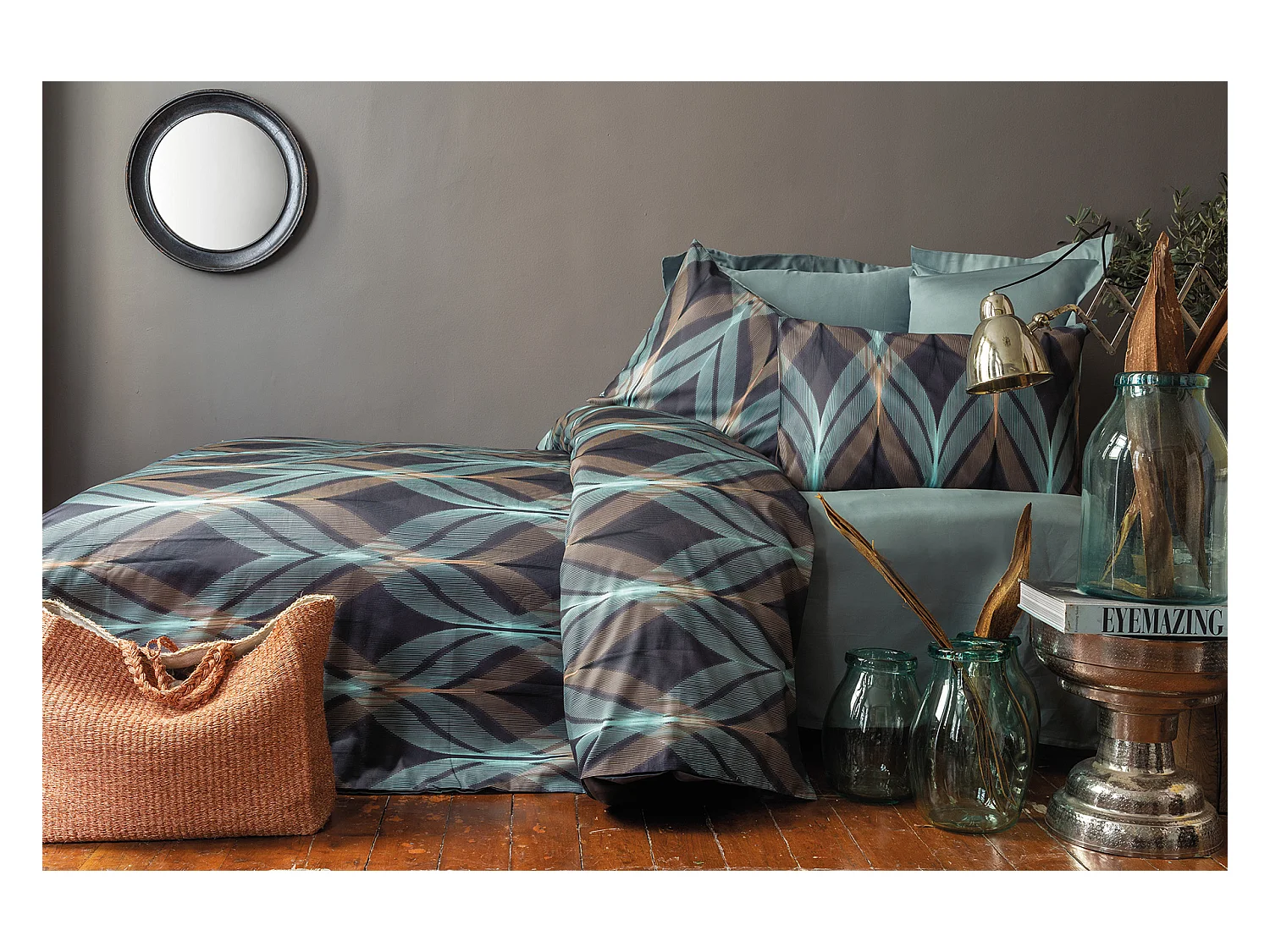 Parure de lit  2 personnes  240x220 cm satin de coton imprimé